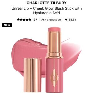 Charlotte Tilbury Unreal Lip + Cheek Glow Blush Stick with Hyaluronic Acid
